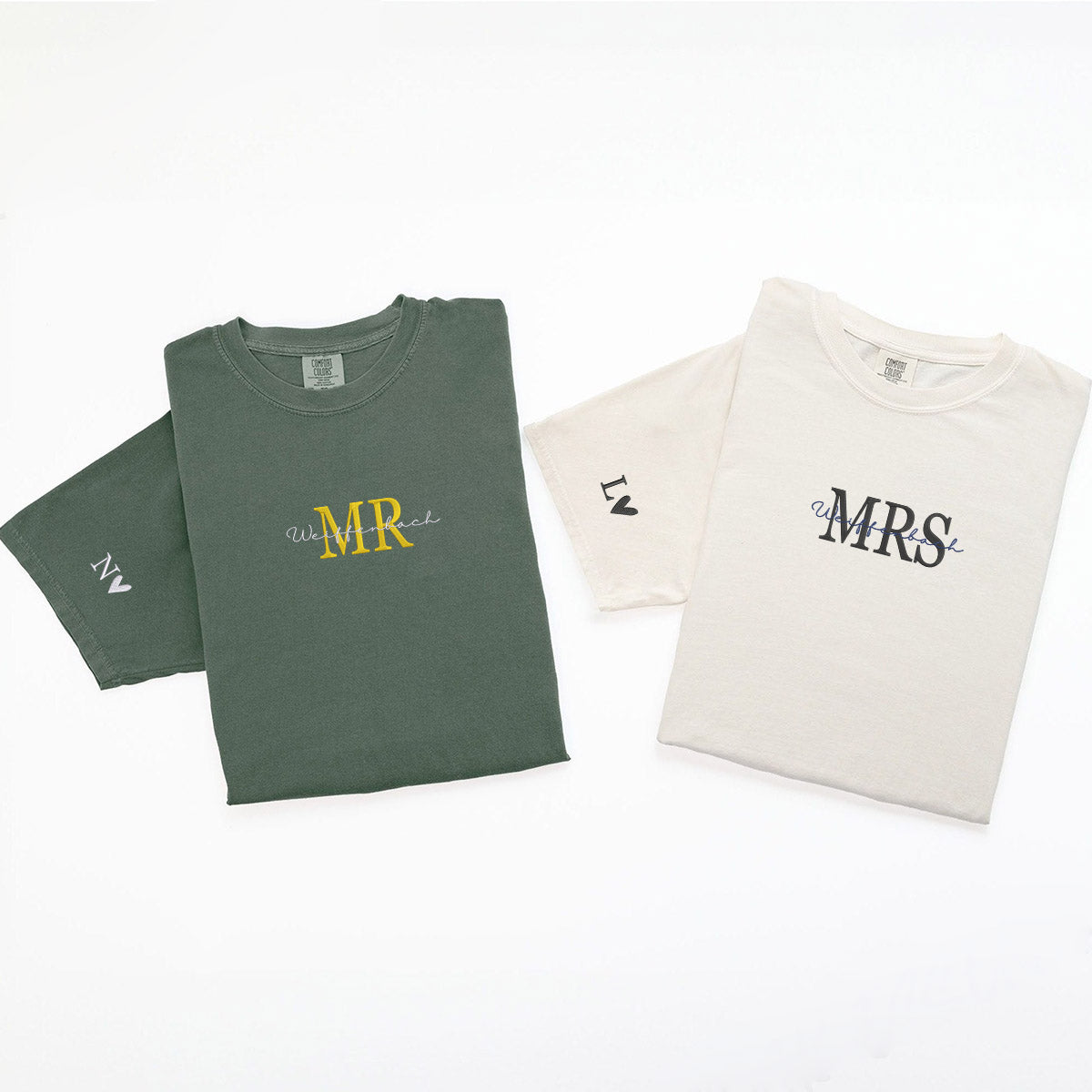Custom Embroidered Mr Mrs Future T-shirts for Couples