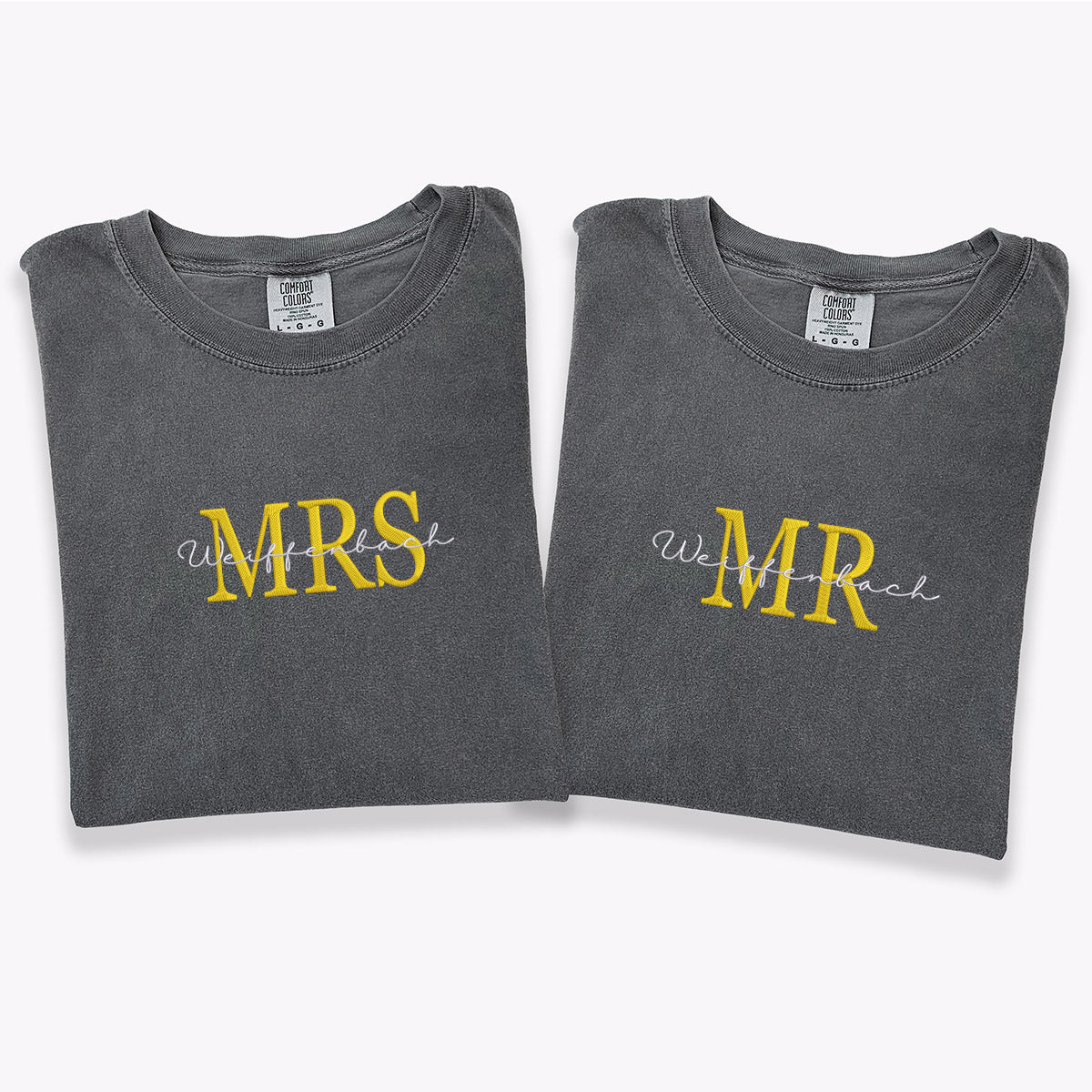Custom Embroidered Mr Mrs Future T-shirts for Couples