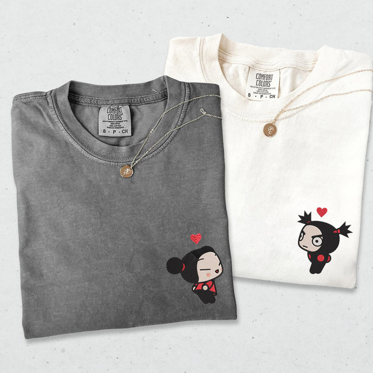 Custom Embroidered Cartoon Lovely Character T-shirts for Couples
