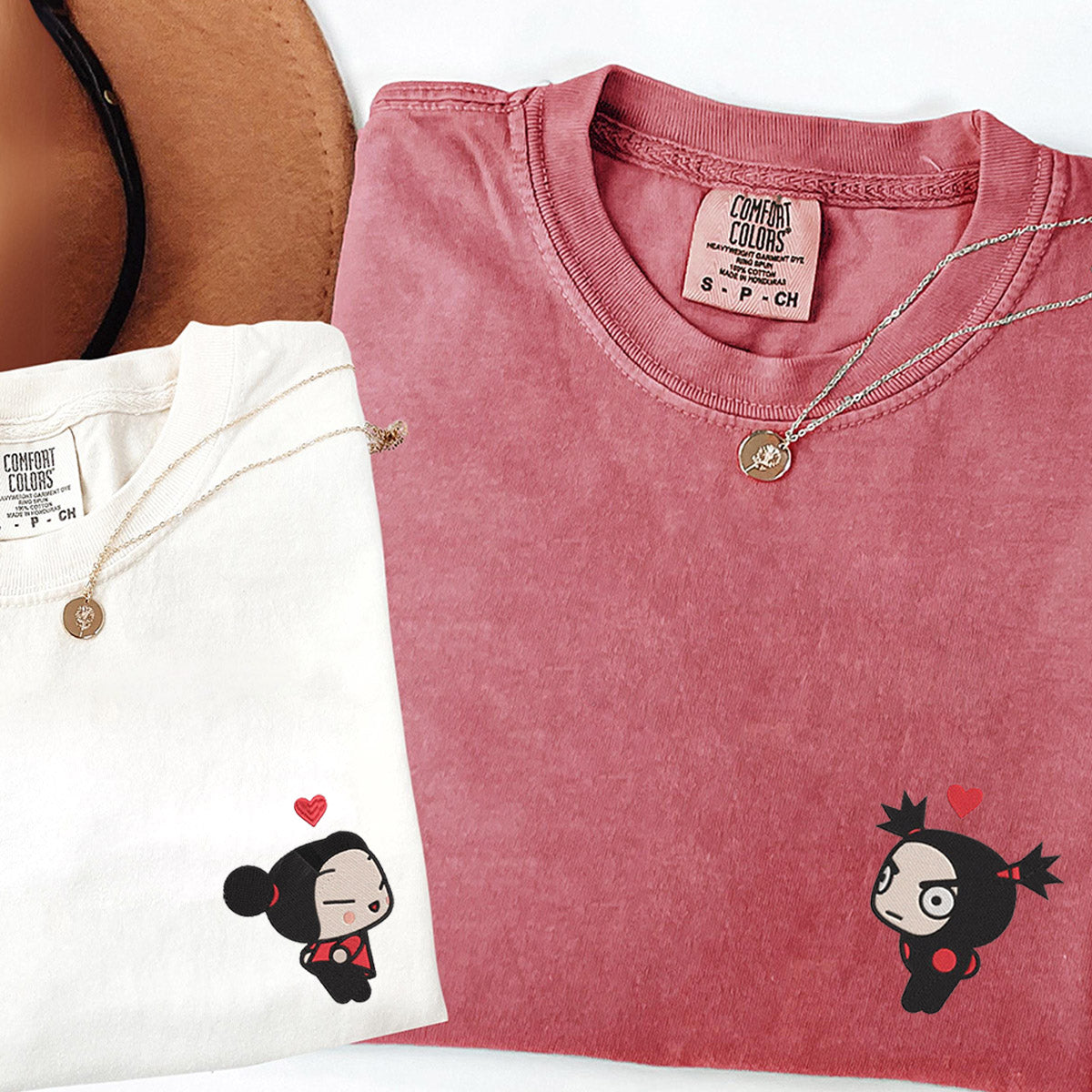 Custom Embroidered Cartoon Lovely Character T-shirts for Couples