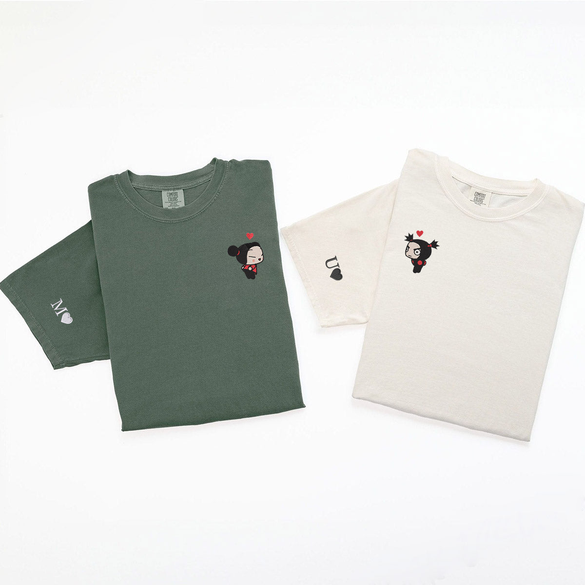 Custom Embroidered Cartoon Lovely Character T-shirts for Couples