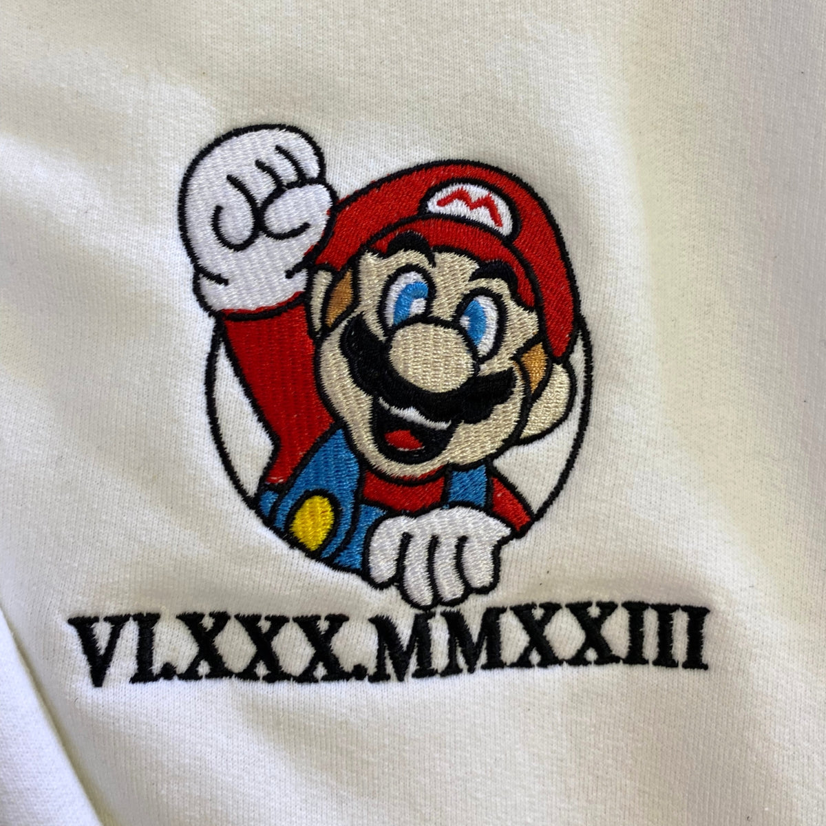 Custom Embroidered Roman Numeral Date Hoodies For Couples, Cartoon Princess x Mario Cute Couples Embroidered Hoodie