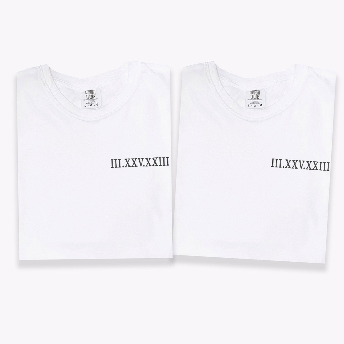 Custom Embroidered Roman Numeral Matching T-shirts for Couples