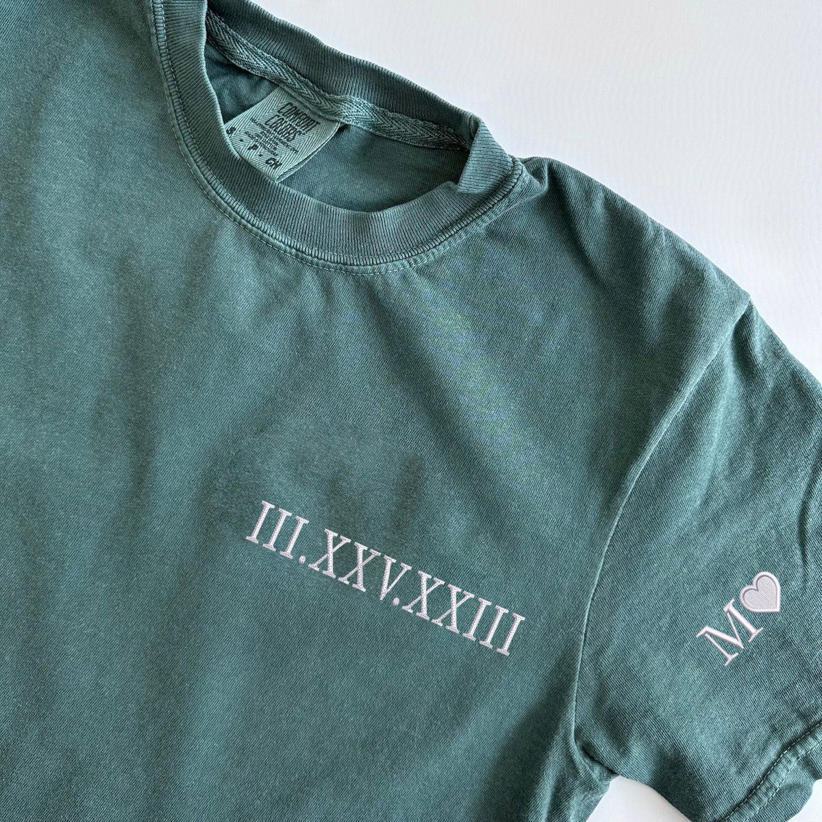 Custom Embroidered Roman Numeral Matching T-shirts for Couples