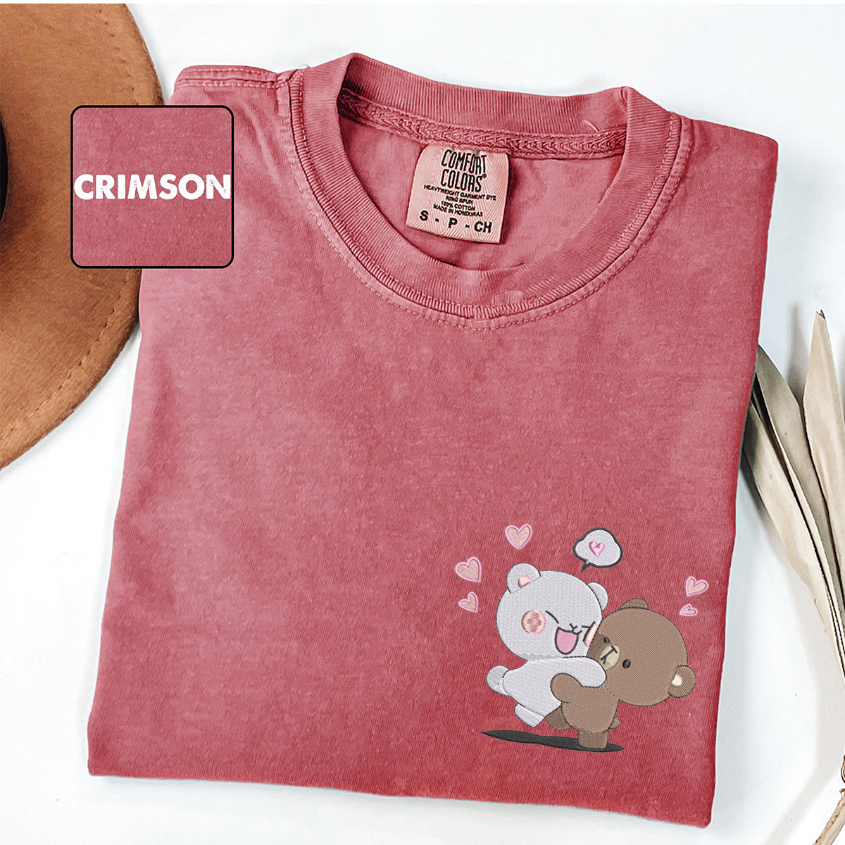 Custom Embroidered Romantic Bear Couple Matching T-shirts for Couples