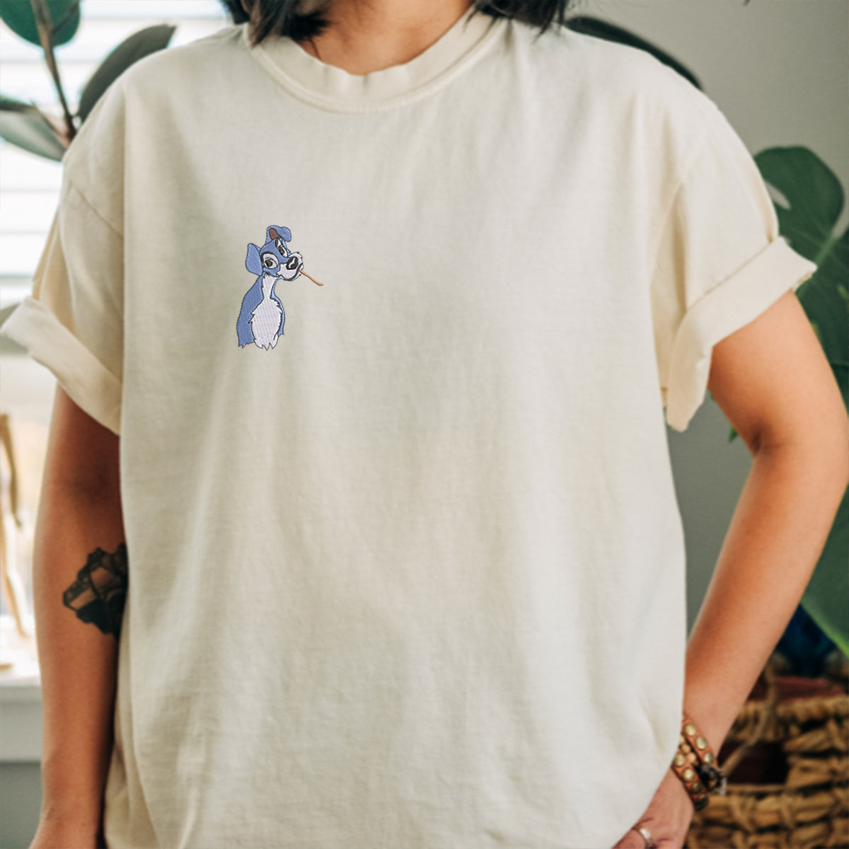 Custom Embroidered Romantic Dog Couple Matching T-shirts