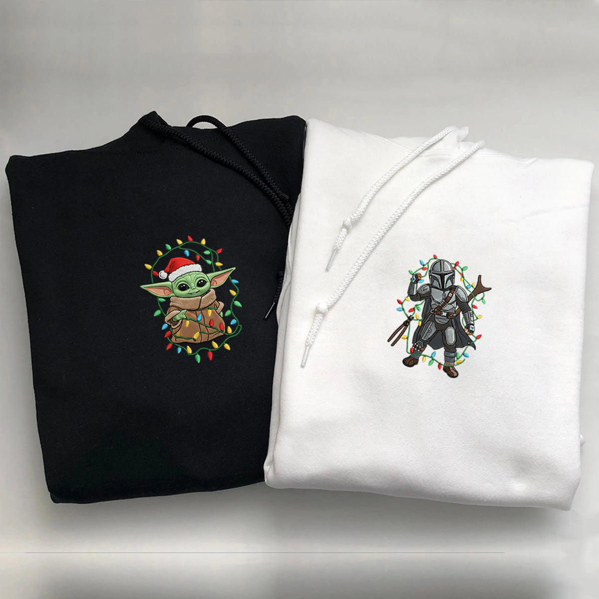 Custom Embroidered Space Guardian and Alien Baby Christmas Sweatshirt, Warm Galaxy Season Hoodie Matching for Couples