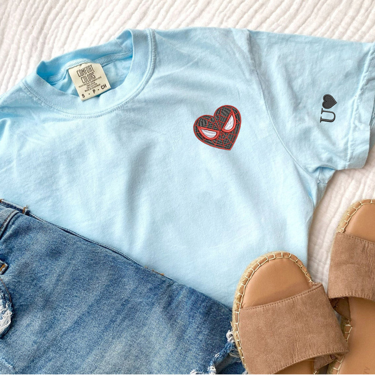 Custom Embroidered Spider Web T-shirts for Couples