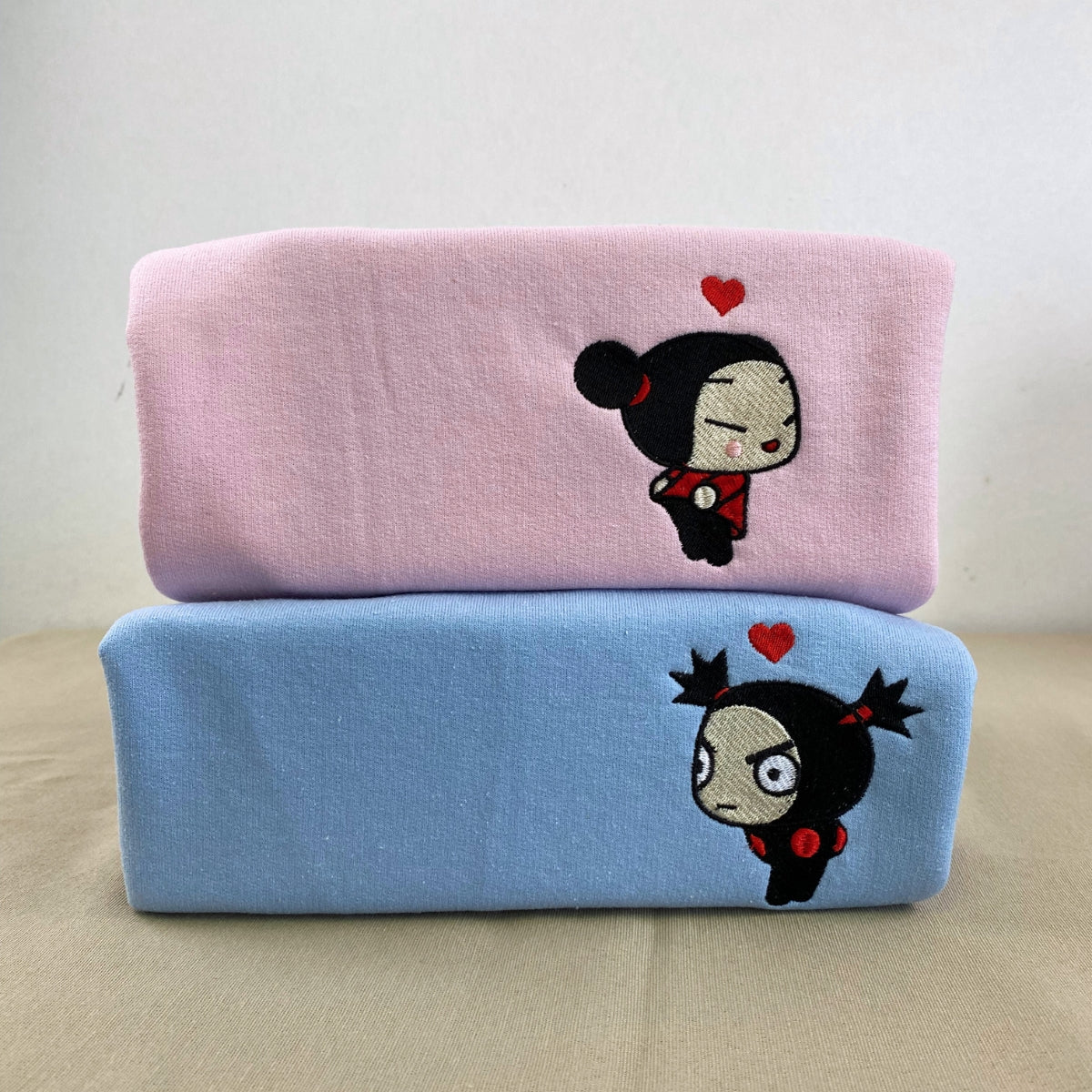 Custom Embroidered Sweatshirt For Couples, Cute Cartoon Ninja Girl & Boy Embroidered Matching Sweater