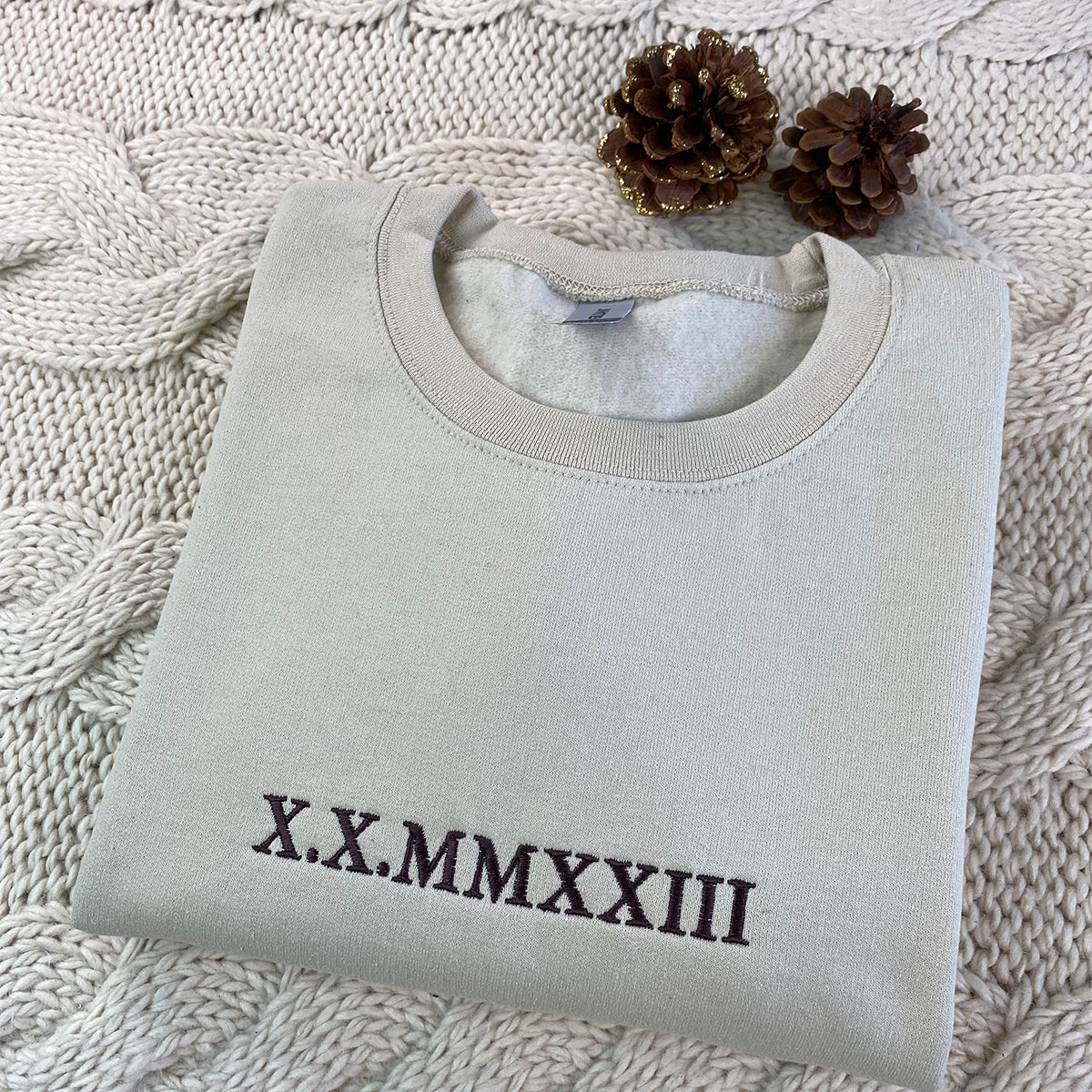 Custom Embroidered Sweatshirts For Couples, Custom Embroidered Anniversary Date Initial Roman Numerals You And Your Lover Sweatshirt