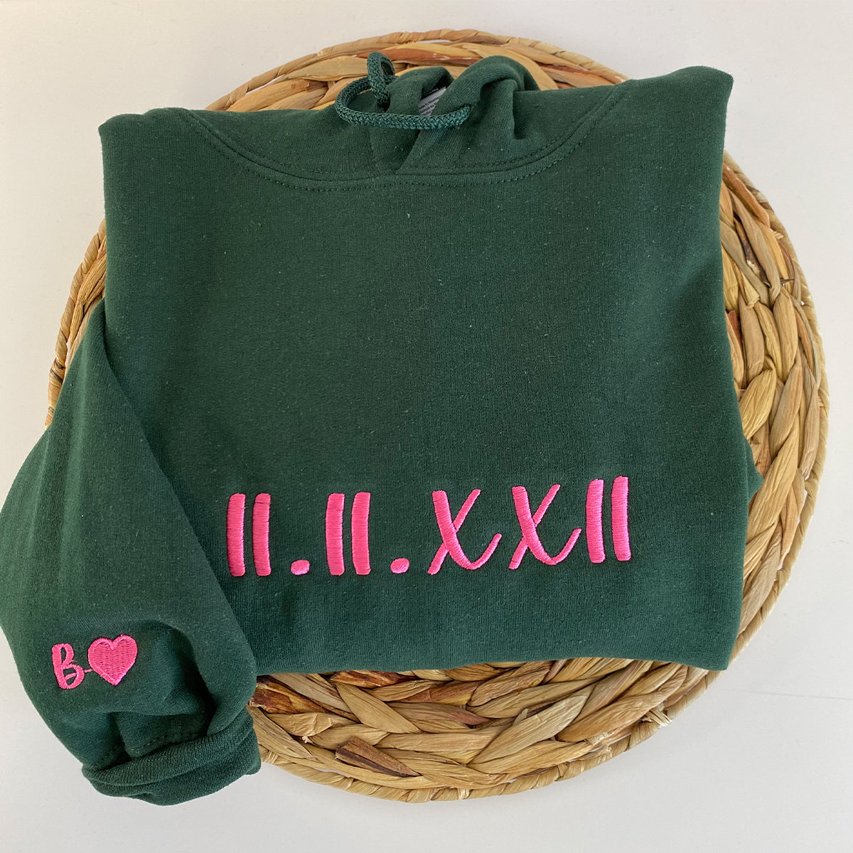 Custom Embroidered Sweatshirts For Couples, Custom Embroidered Anniversary Date Initial Roman Numerals You And Your Lover Sweatshirt