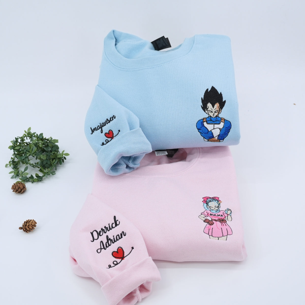 Custom Embroidered Sweatshirts For Couples, Custom Matching Couple Hoodies, Cartoon Anime Couples Embroidered Matching Sweater