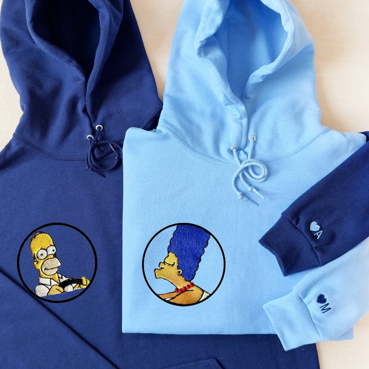 Custom Embroidered Sweatshirts For Couples, Custom Matching Couple Hoodies, Cartoon  Inspired Couples Embroidered Matching Sweater