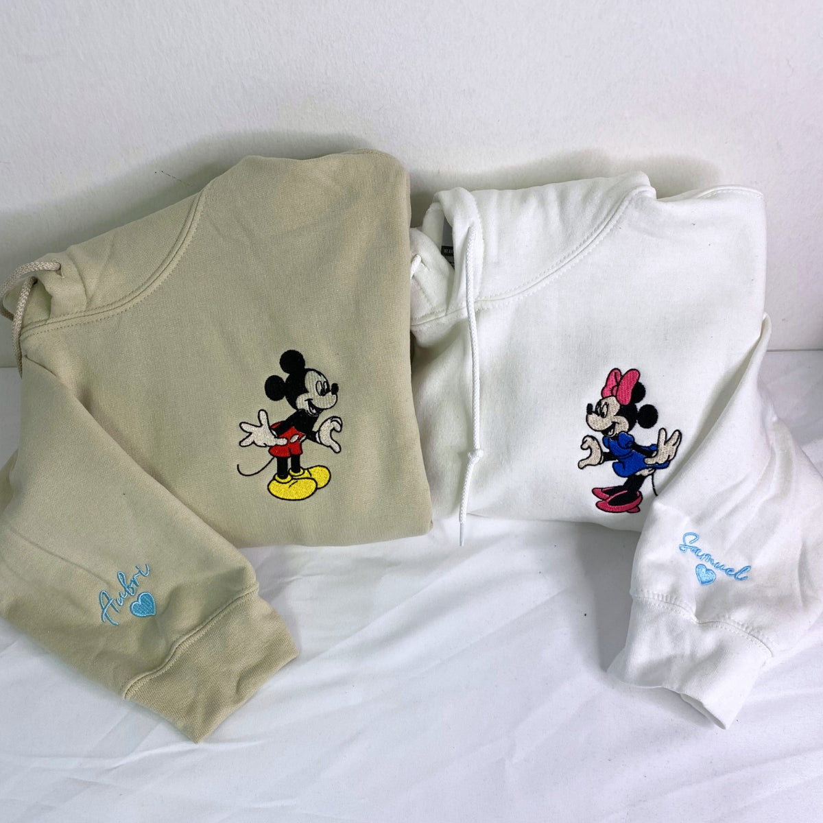 Custom Embroidered Hoodies For Couples, Custom Matching Couple Hoodies, Cartoon Mouse Couples Embroidered Matching Hoodie