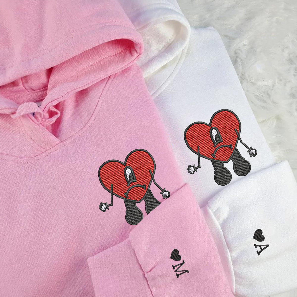 Custom Embroidered Sweatshirts For Couples, Custom Matching Couple Hoodies, Couples Embroidered Matching Sweater