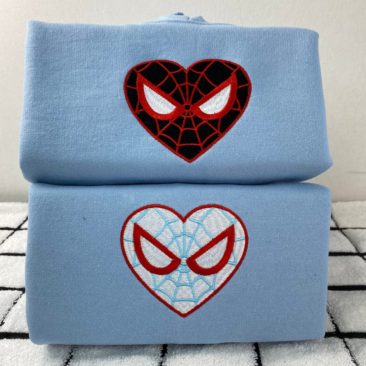 Custom Embroidered Hoodies For Couples, Custom Matching Couple Hoodies, Spider Web Embroidered Matching Couples Hoodie