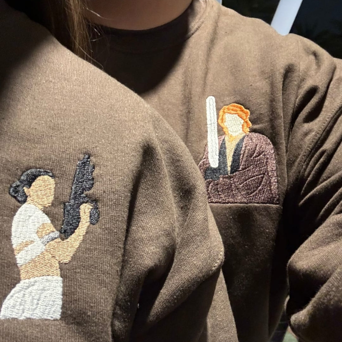 Custom Embroidered Sweatshirts For Couples, Custom Matching Couple Sweatshirt, Cute Anakin x Padme Couples Embroidered Crewneck Sweater