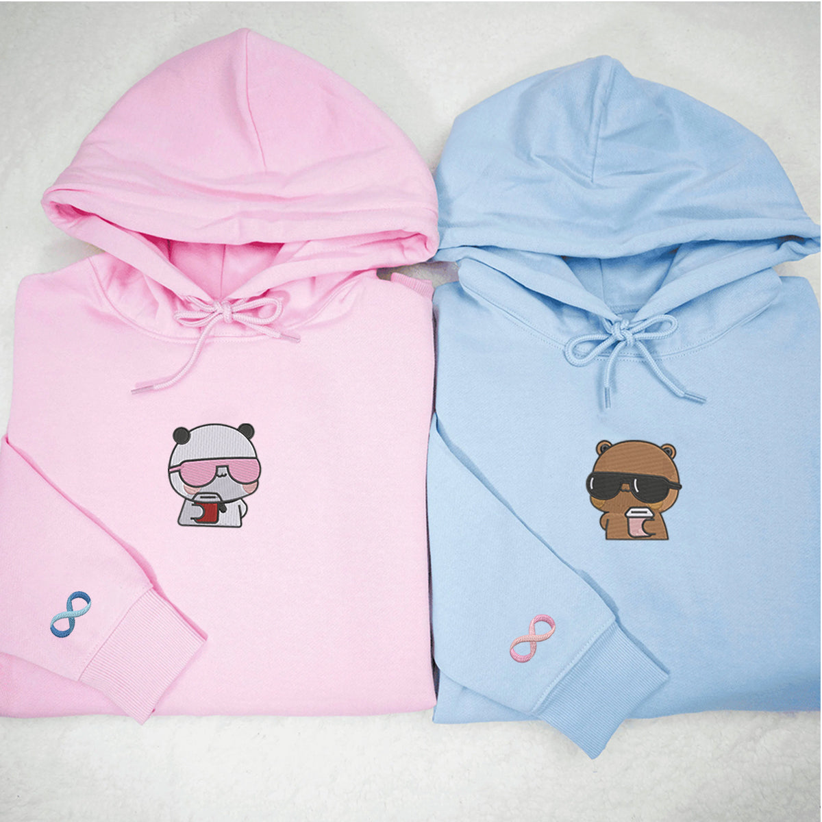 Custom Embroidered Sweatshirts For Couples, Cute Coffee Bear Couple Matching Embroidered Sweater