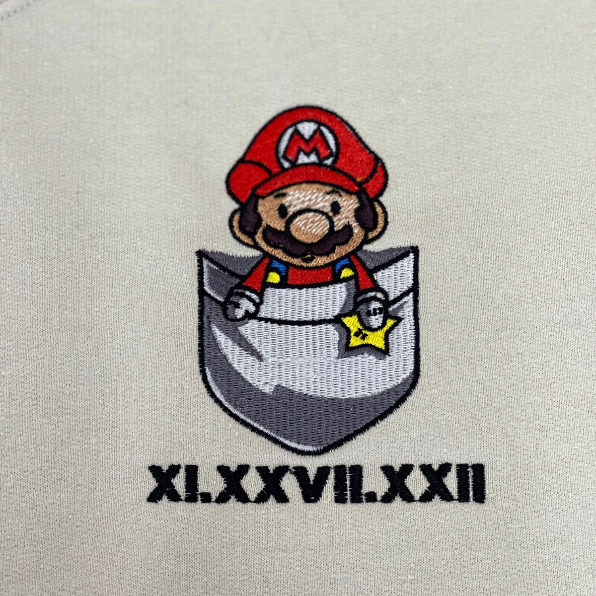 Custom Embroidered Sweatshirts For Couples, Mario x Princess Couples Roman Numeral Date Crewneck Embroidered Sweatshirt