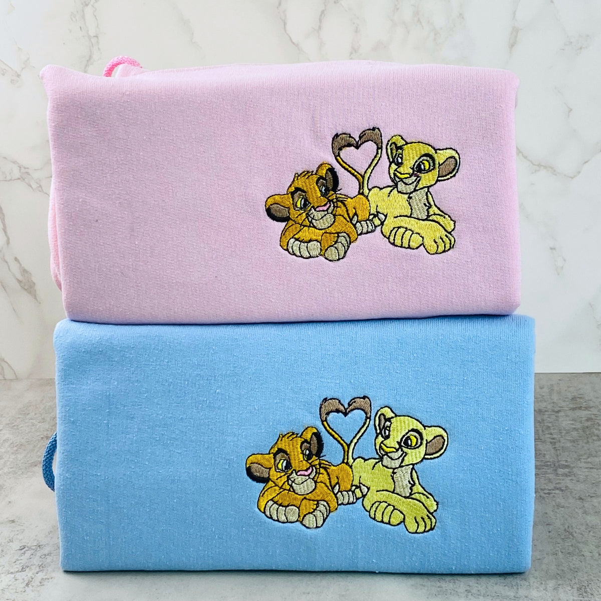 Custom Embroidered Sweatshirts for Couples, Romantic Lion Couple Matching Embroidery Sweater