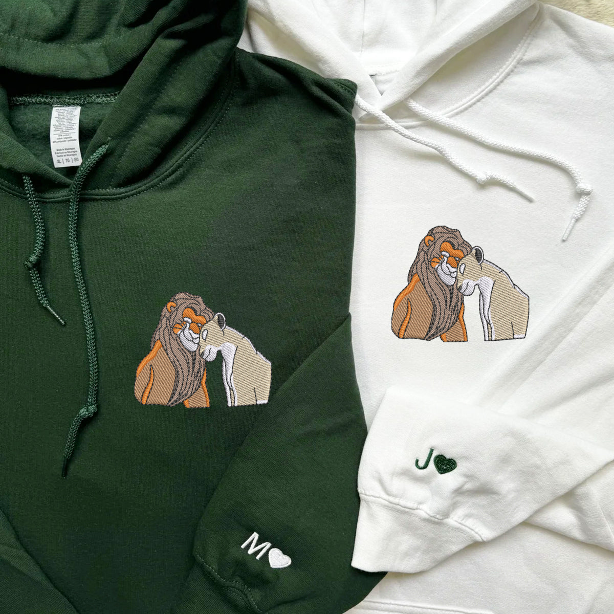 Custom Embroidered Sweatshirts for Couples, Romantic Lion Couple Matching Embroidery Sweater