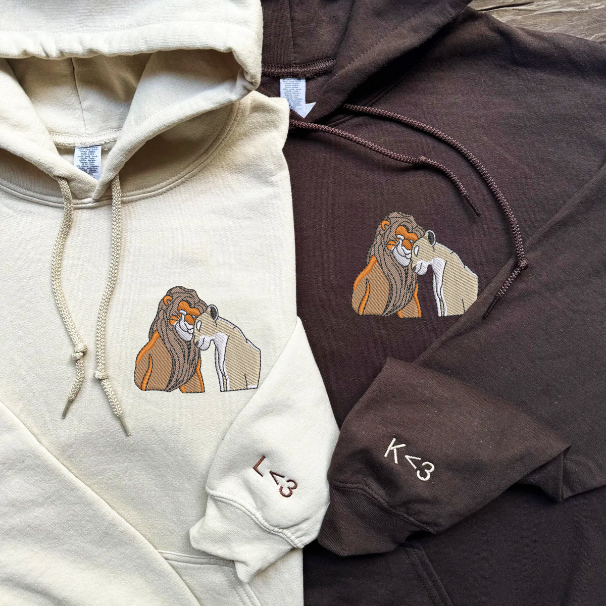 Custom Embroidered Sweatshirts for Couples, Romantic Lion Couple Matching Embroidery Sweater