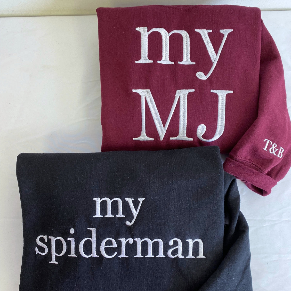 Custom My Spiderman My MJ Embroidered Matching Set Couple Sweatshirt Hoodies