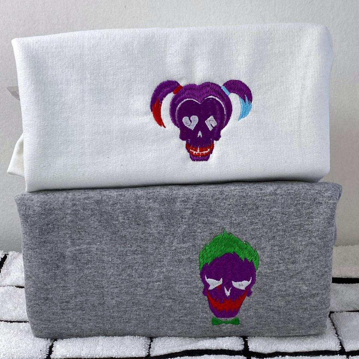 Custom Matching Couple Hoodies, Villain Cartoon Embroidered Sweatshirt For Couples