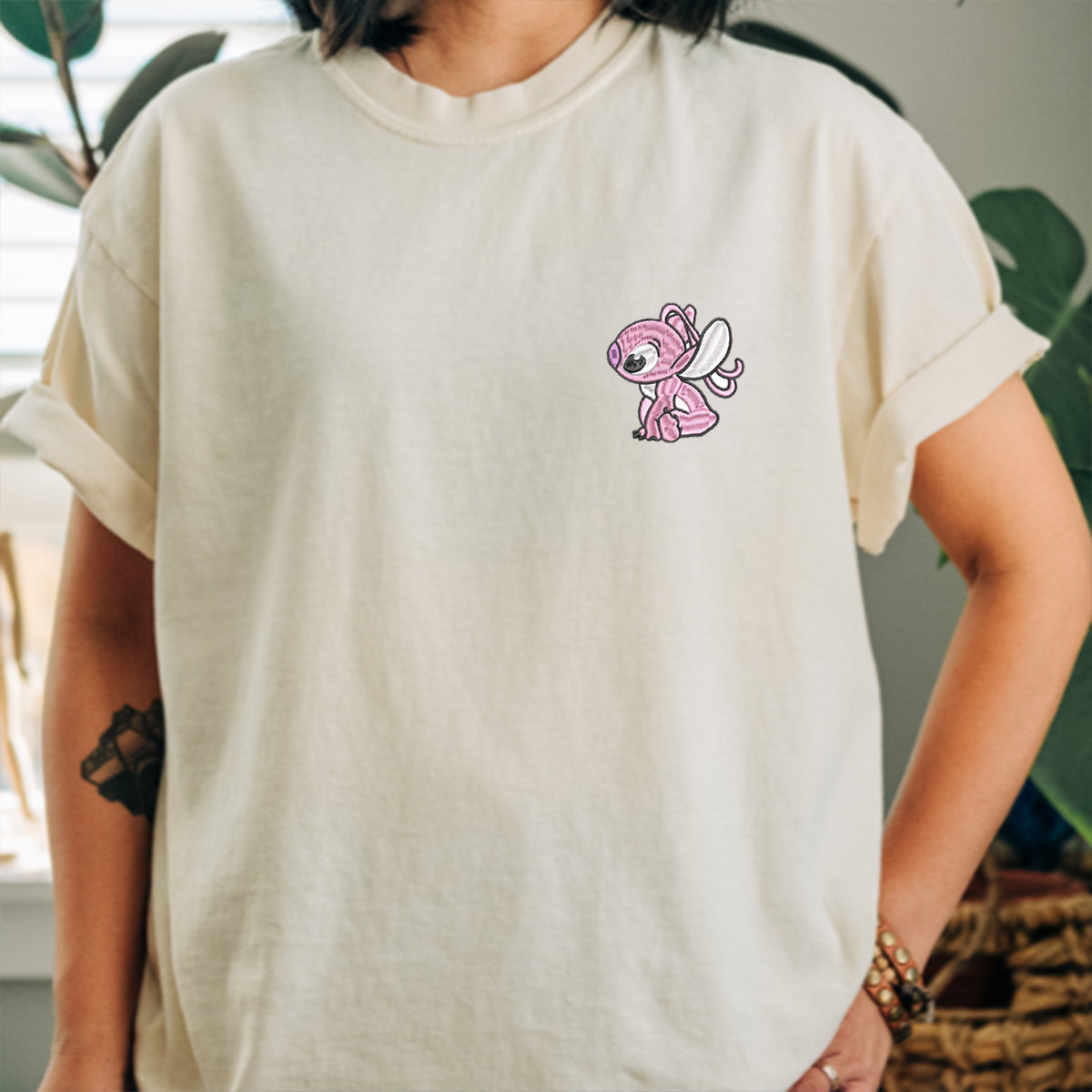 Custom Matching Couple T-shirts with Cute Alien Lovers Embroidery