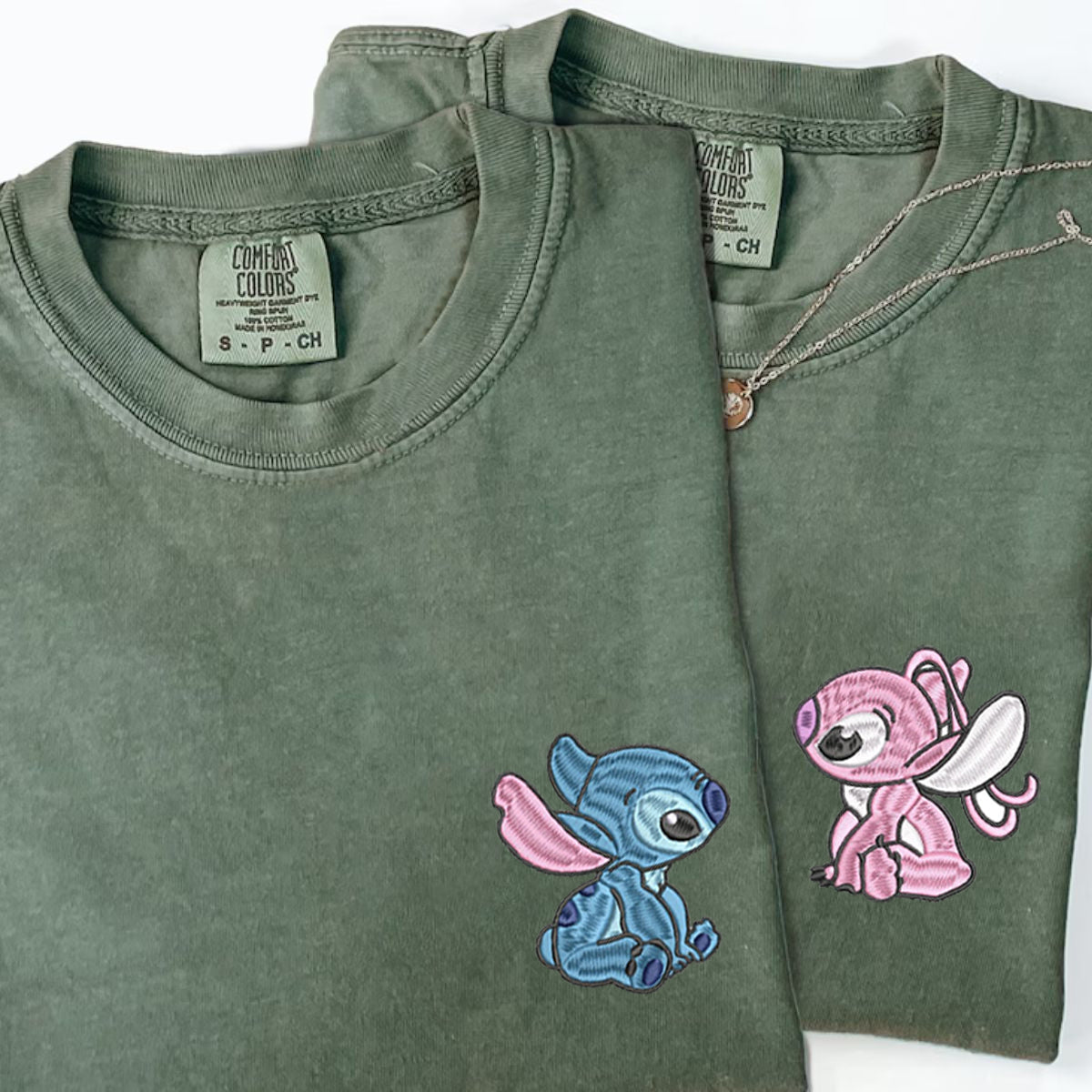 Custom Matching Couple T-shirts with Cute Alien Lovers Embroidery
