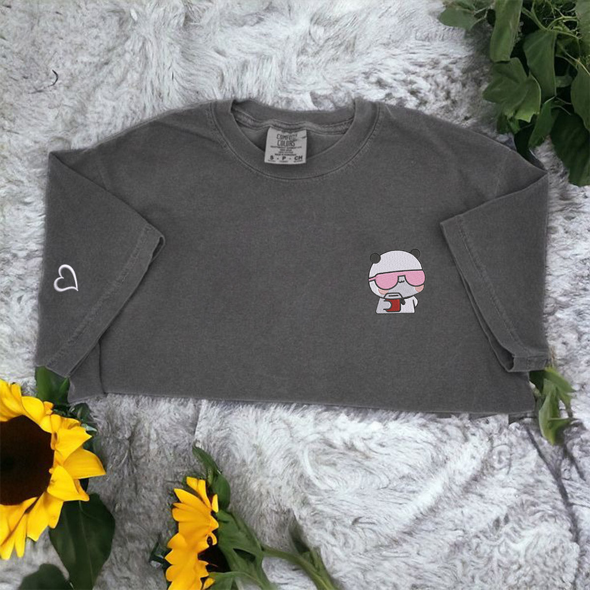 Custom Matching Couple T-shirts with Cute Bear Embroidery