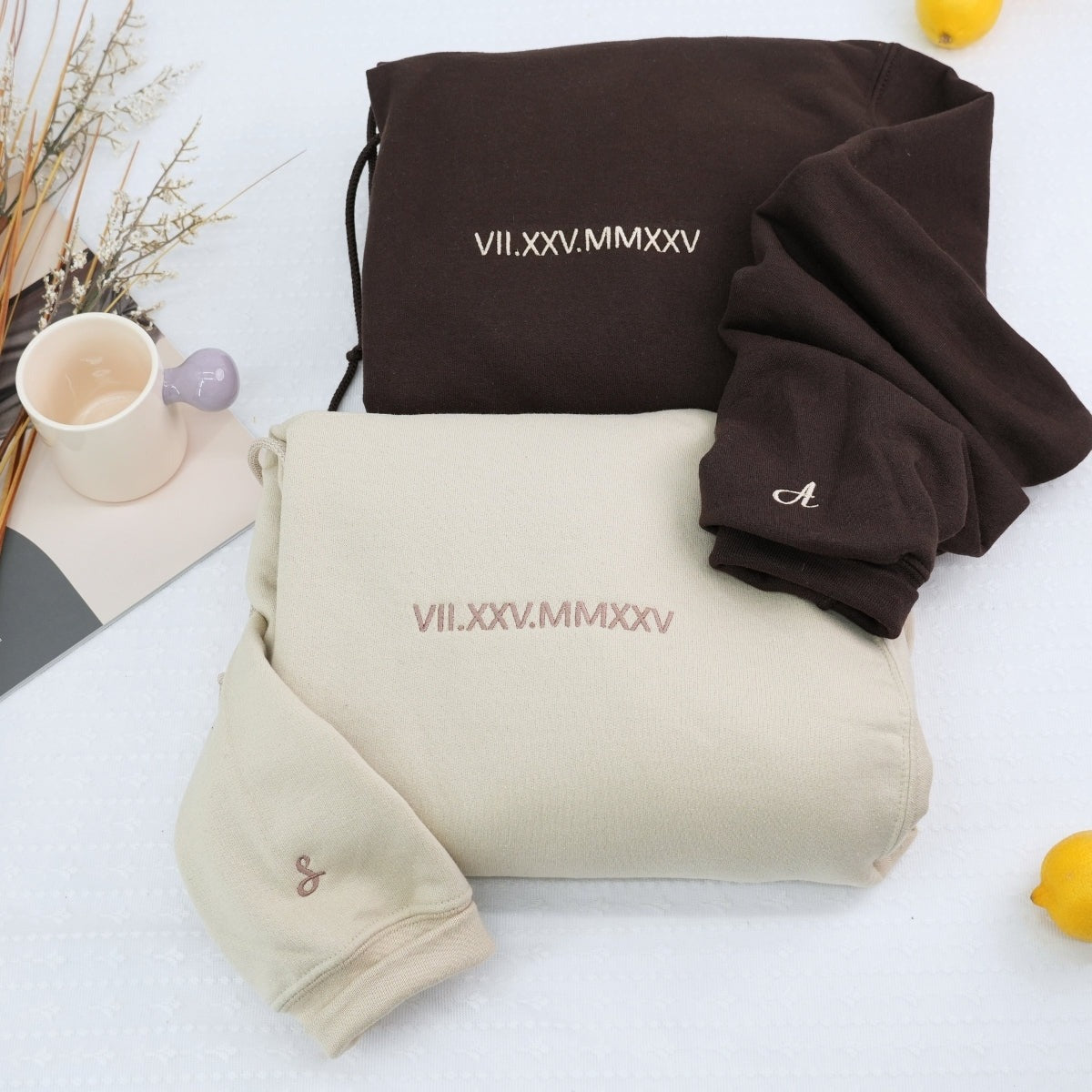 Custom Anniversary Date Embroidered Crewneck Sweatshirt Personalized Embroidered Roman Numerals