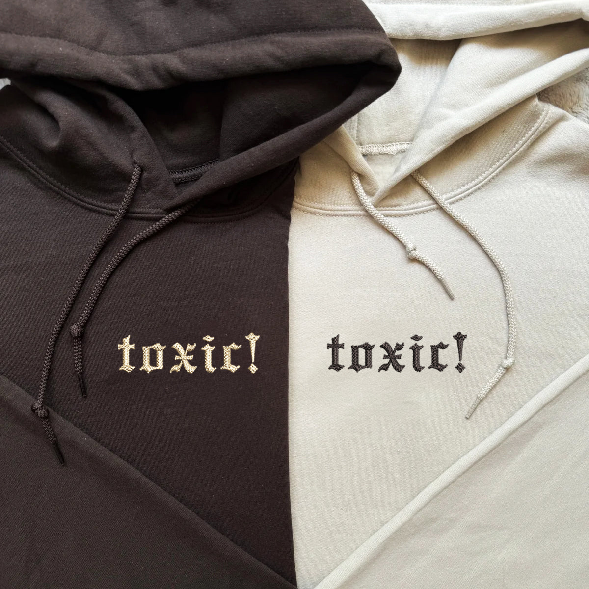 Custom Toxic Embroidered Matching Set Couple Sweatshirt Hoodies