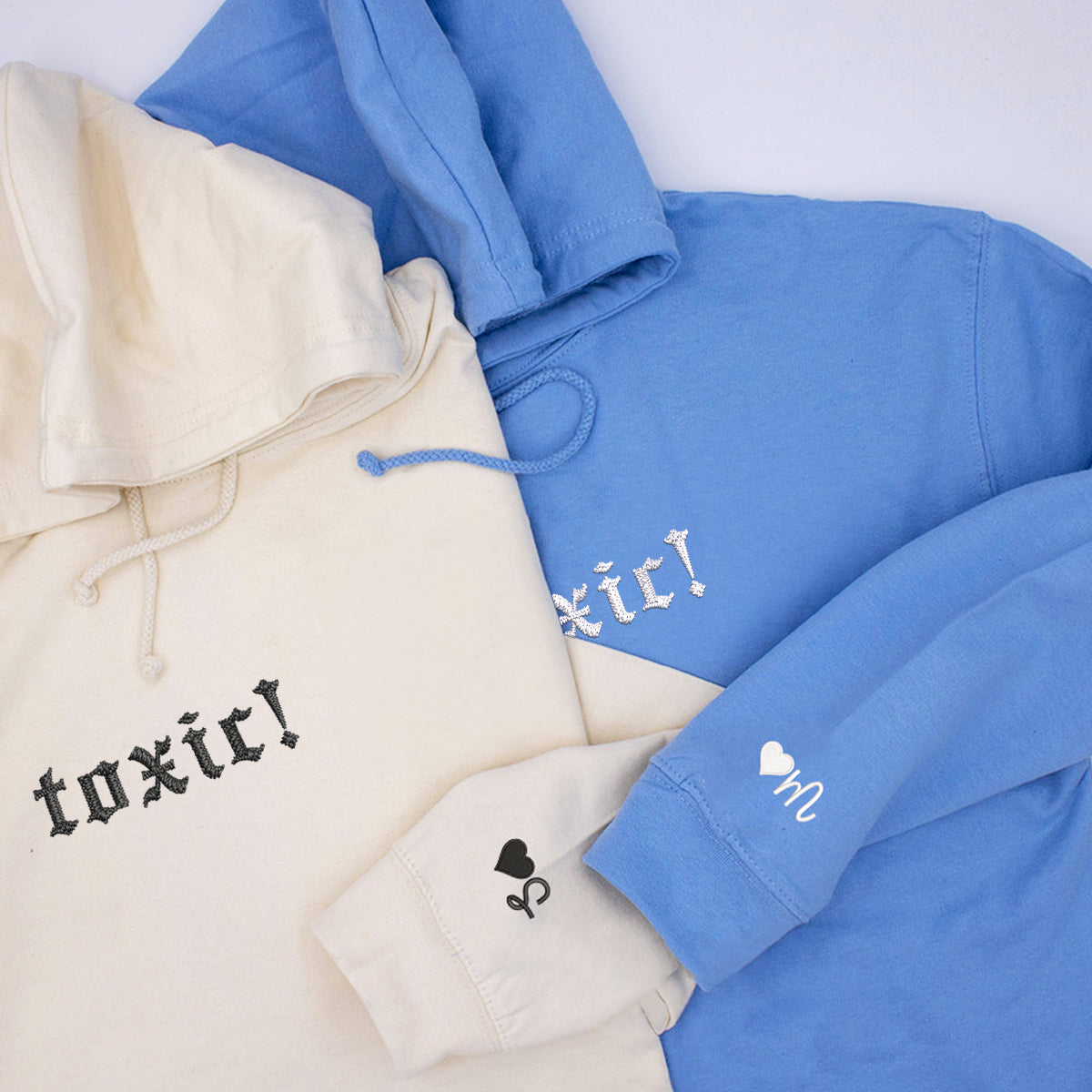 Custom Toxic Embroidered Matching Set Couple Sweatshirt Hoodies