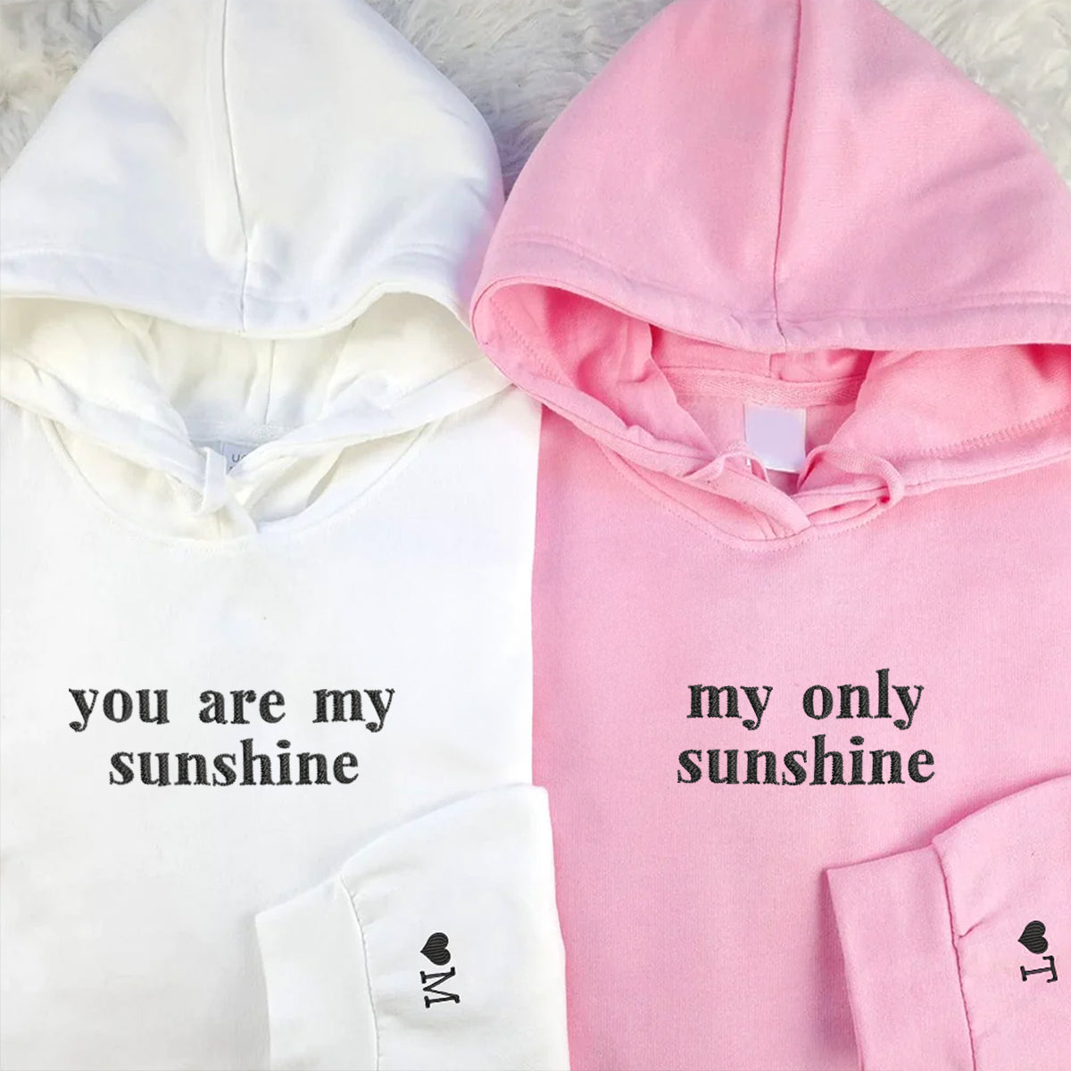 Custom You Are My Sunshine My Only Sunshine Embroidered Matching Set Couple Sweatshirt Hoodies