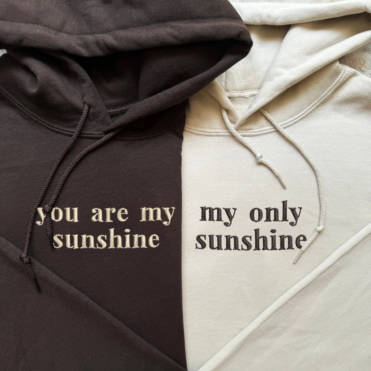 Custom You Are My Sunshine My Only Sunshine Embroidered Matching Set Couple Sweatshirt Hoodies