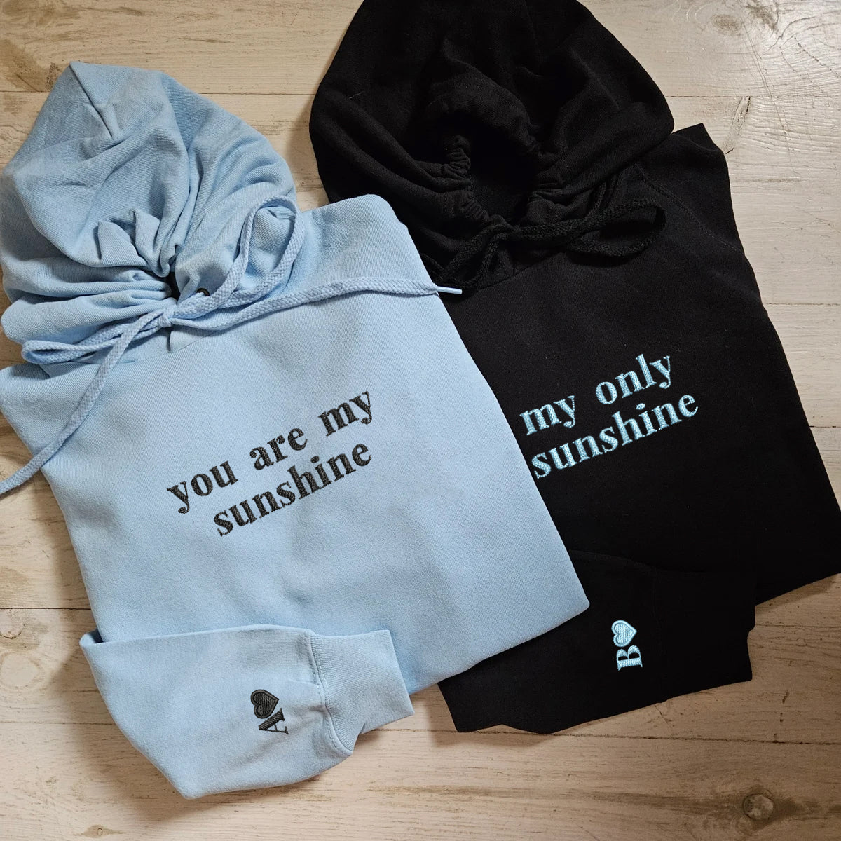 Custom You Are My Sunshine My Only Sunshine Embroidered Matching Set Couple Sweatshirt Hoodies