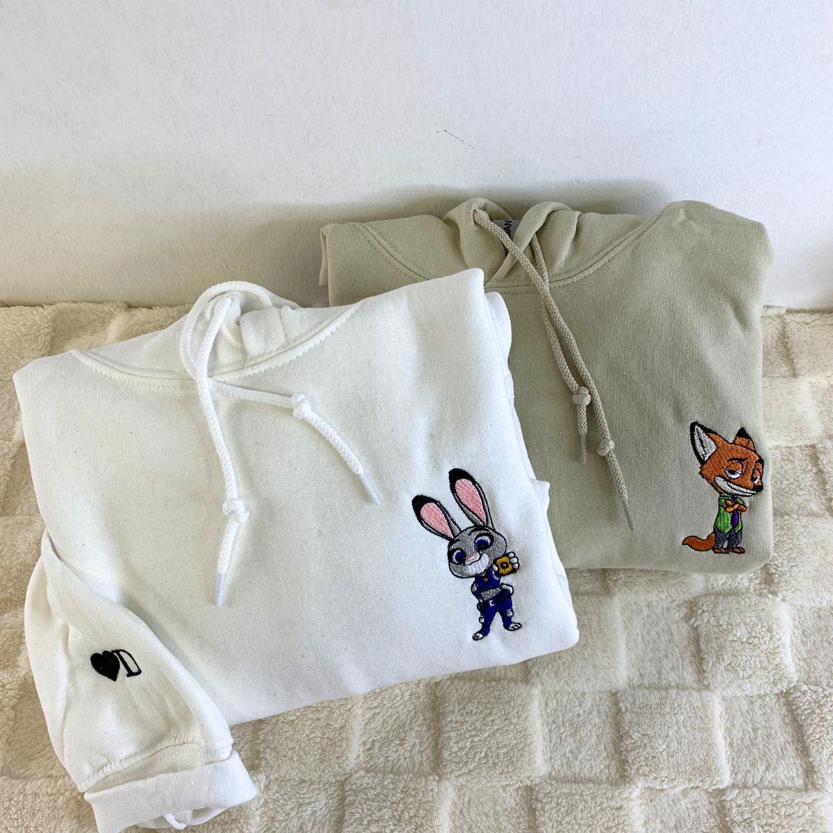 Custom Embroidered Sweatshirts For Couples, Custom Matching Couple Sweatshirt, Cute Cartoon Rabbits Couples Embroidered Crewneck Sweater