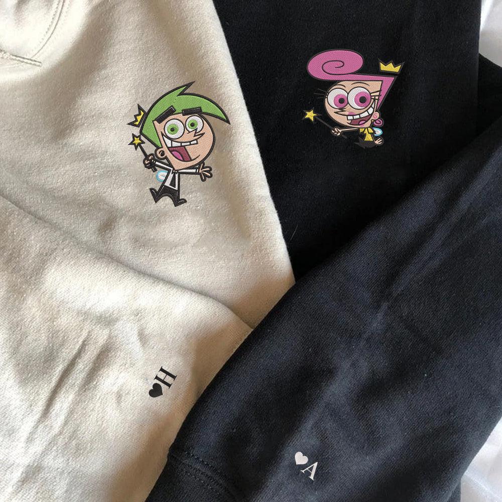 Custom Embroidered Hoodies For Couples, Couples With Matching Hoodies, His Her Hoodies, Cute Fairy Couples Embroidered Hoodie - Custom Matching Couple