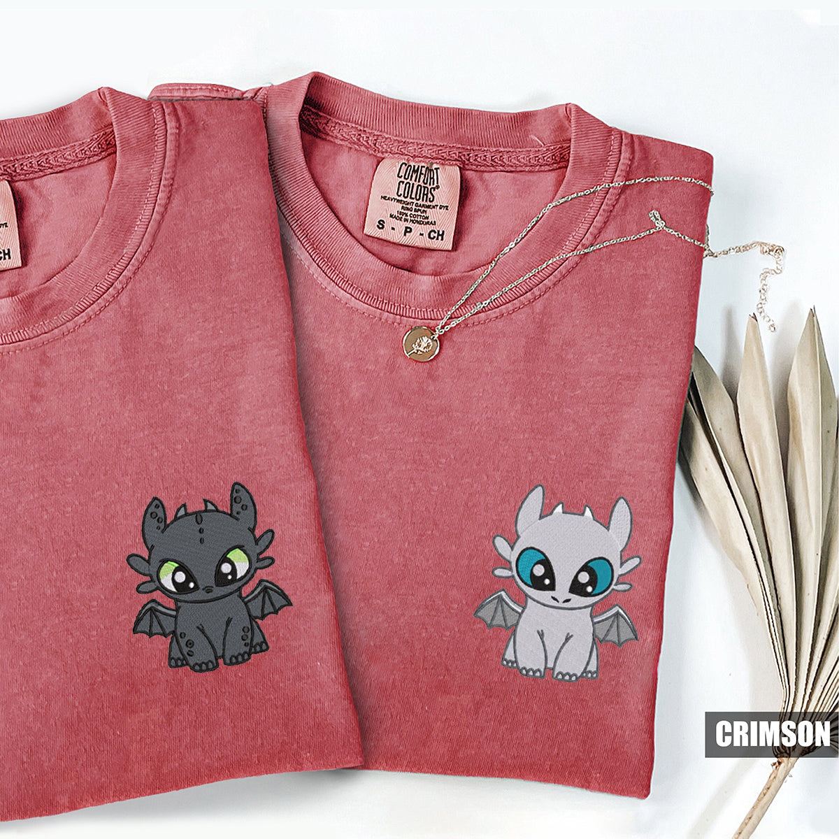 Personalized Cartoon Dragon Lovers Embroidered T-shirts for Couples