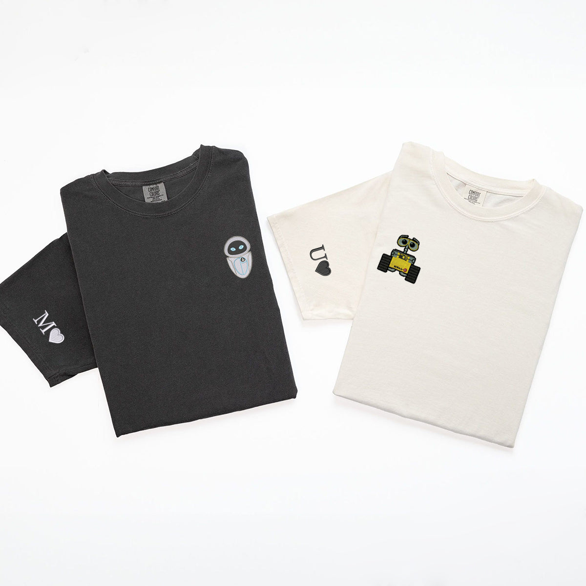 Personalized Cartoon Robot Pair Embroidered Couple T-shirts