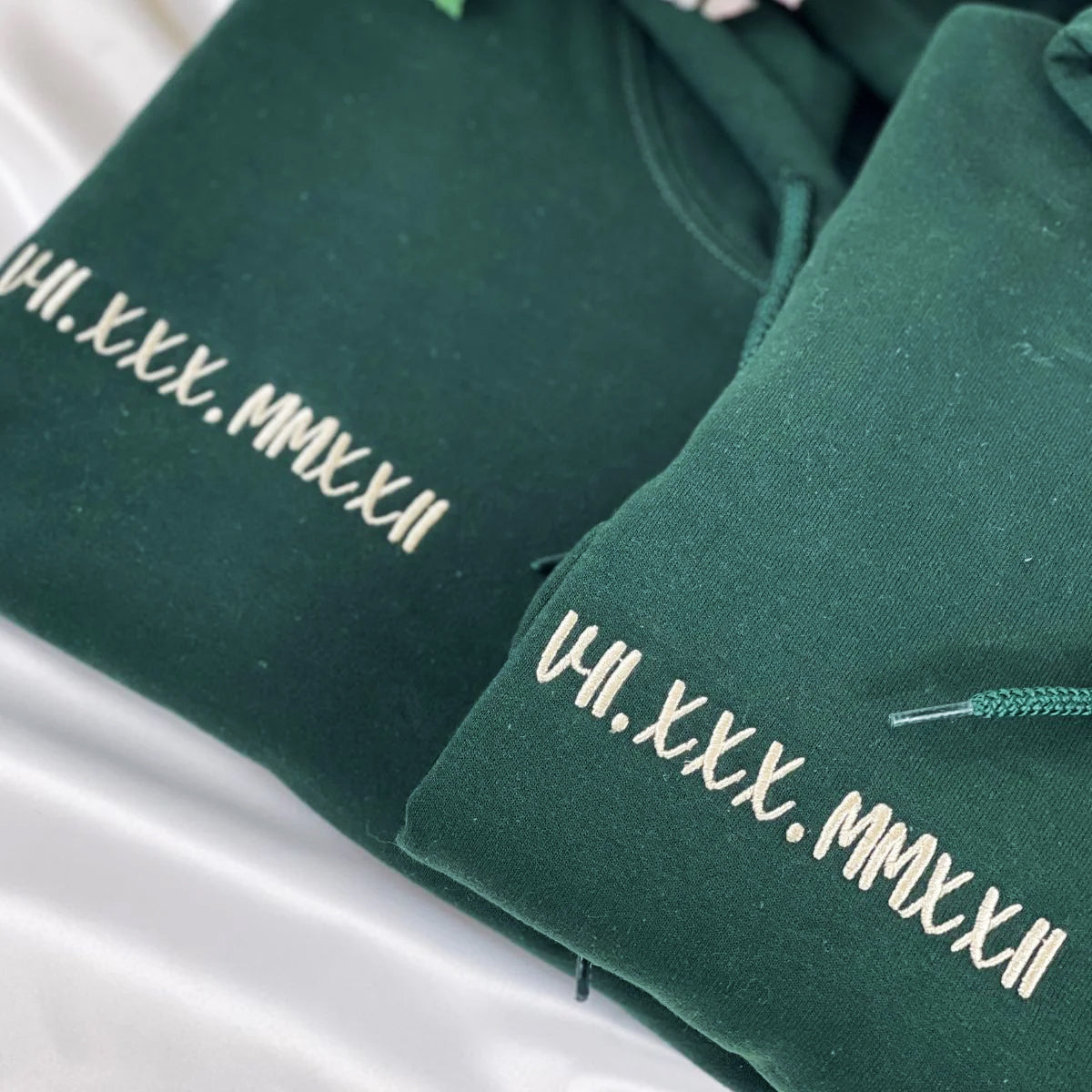 Personalized Couples Gifts Custom Roman Numeral Embroidered Hoodie