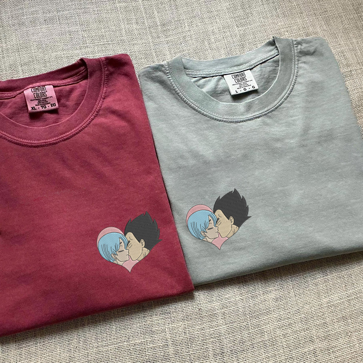 Personalized Cute Cartoon Couple Love Story Embroidered T-shirts