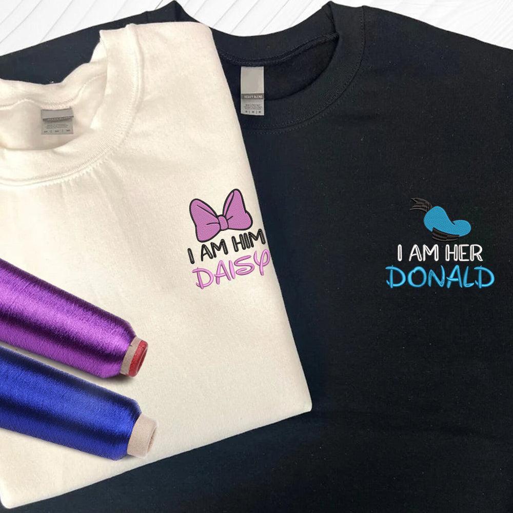 Custom Donald and Daisy Duck Inspired Embroidered Couples Matching Embroidered Sweatshirt Hoodies