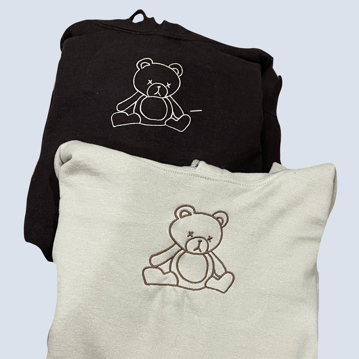 Custom Teddy Bear Embroidered Matching Set Couple Sweatshirt Hoodies