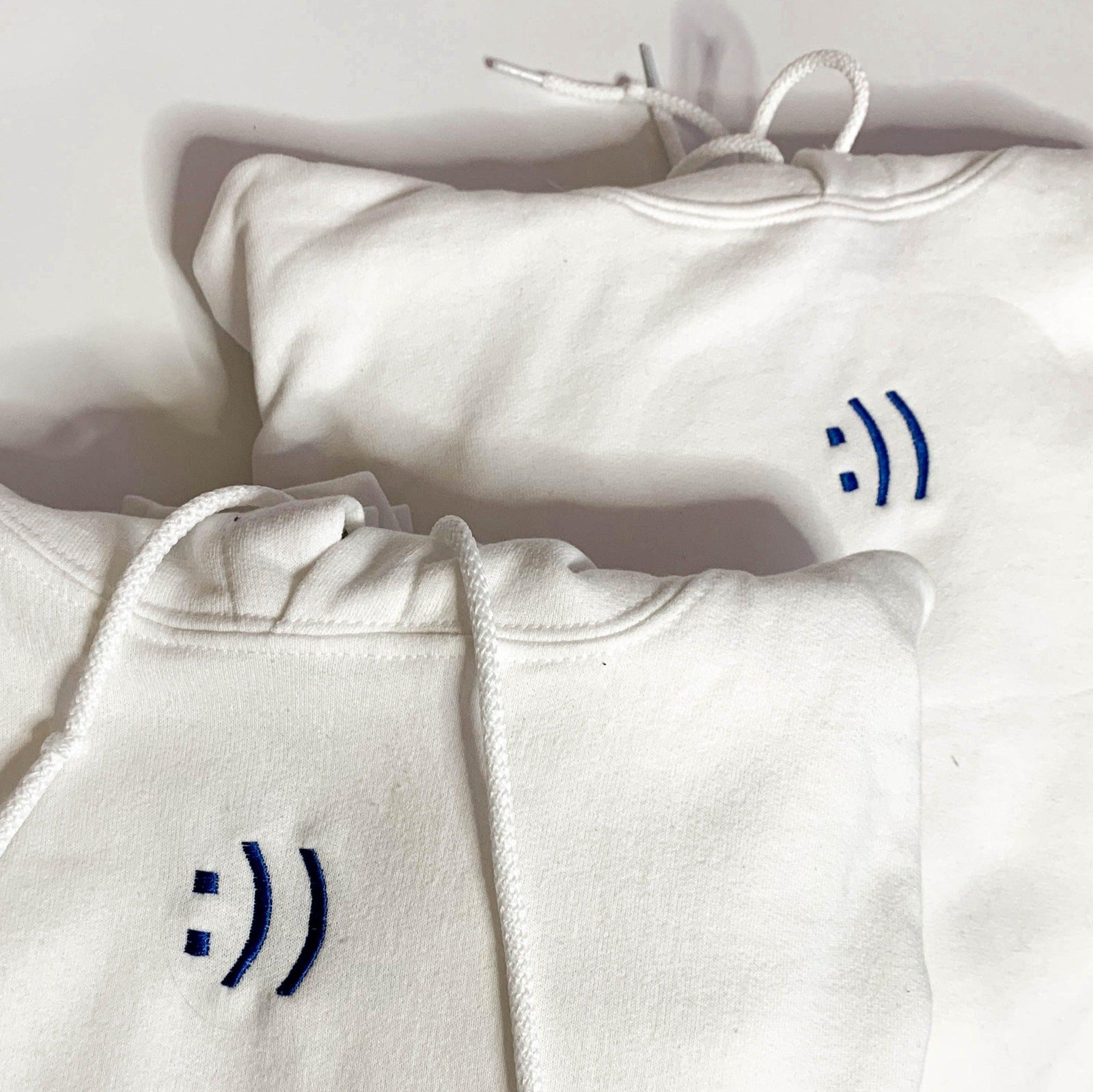 Custom Happy Face Embroidered Matching Set Couple Sweatshirt Hoodies