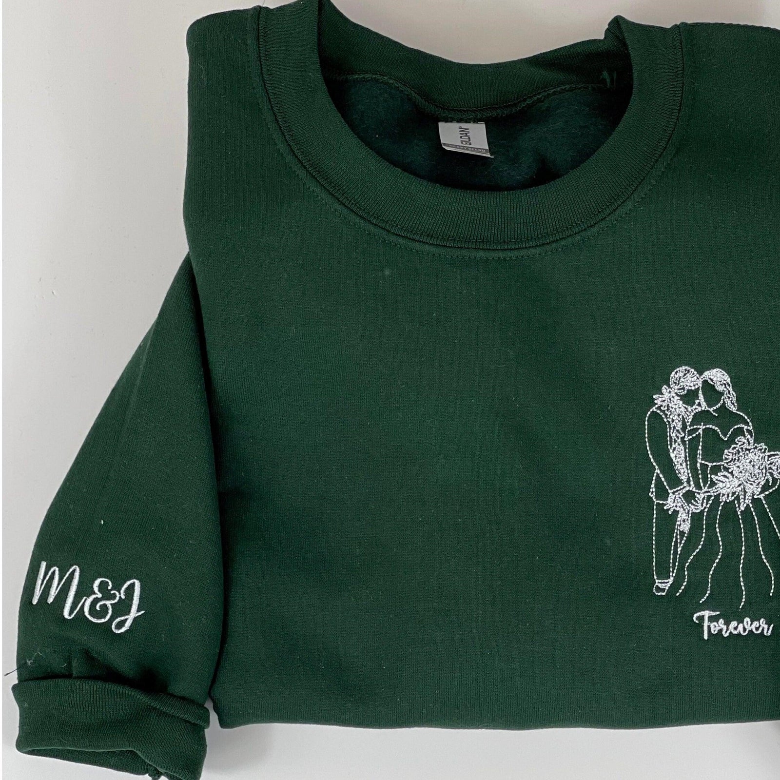 Custom Embroidered Portrait From Photo Anniversary Date Couples Wedding Gift Embroidered Sweatshirt Hoodie