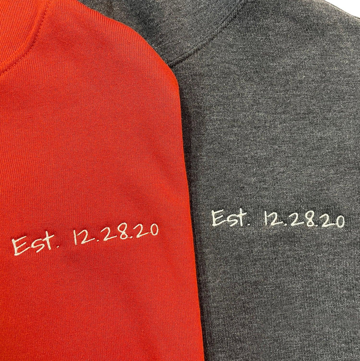 Custom Embroidered Matching Couple Hoodies with Your Initials &amp; Anniversary Date