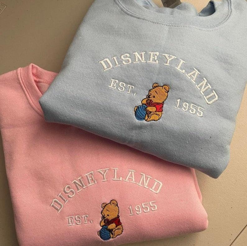 Custom Embroidered Hoodies For Couples, Custom Matching Couple Hoodies, Cartoon Bear Inspired Couples Embroidered Matching Hoodie