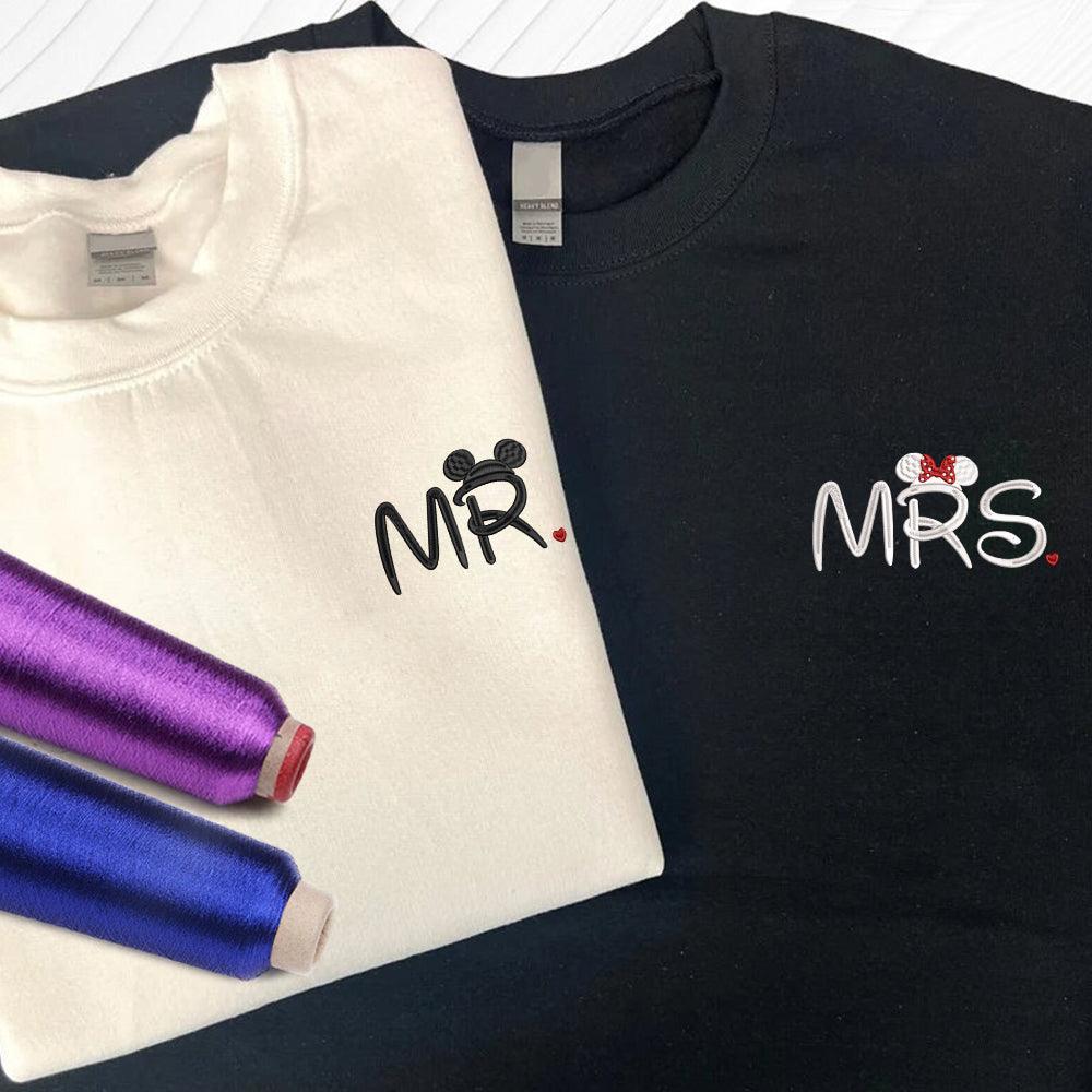 Custom Mr and Mrs Cartoon Inspired Embroidered Couples Matching Embroi